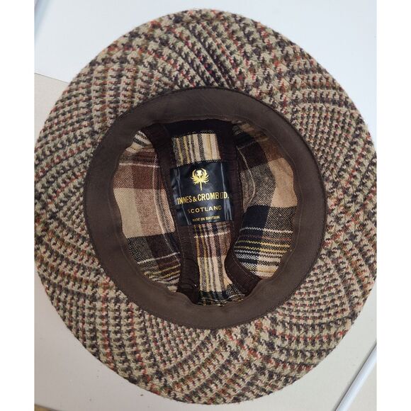 Innes & Cromb Scotland 100% Wool Tweed Bucket Hat Vintage Plaid Cloche Cap main image 5